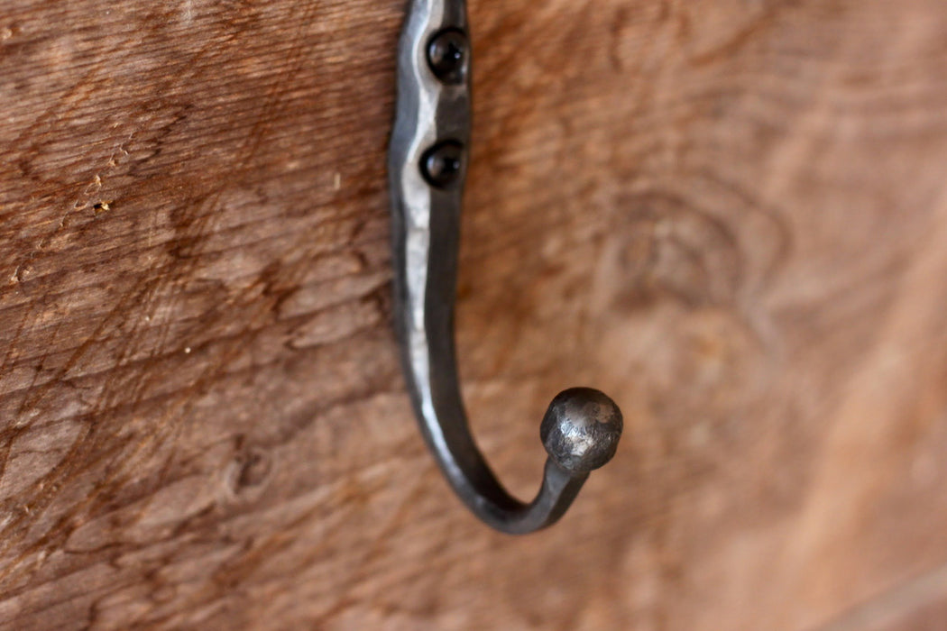 a blacksmith hand forged hook with a Ginko Leaf detail from the Wicks Forge Limited Series