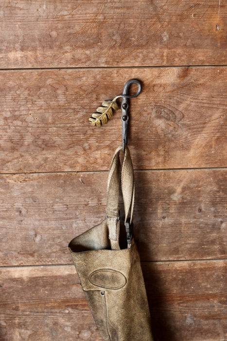 a blacksmith hand forged oak leaf hook from the Wicks Forge Limited Series