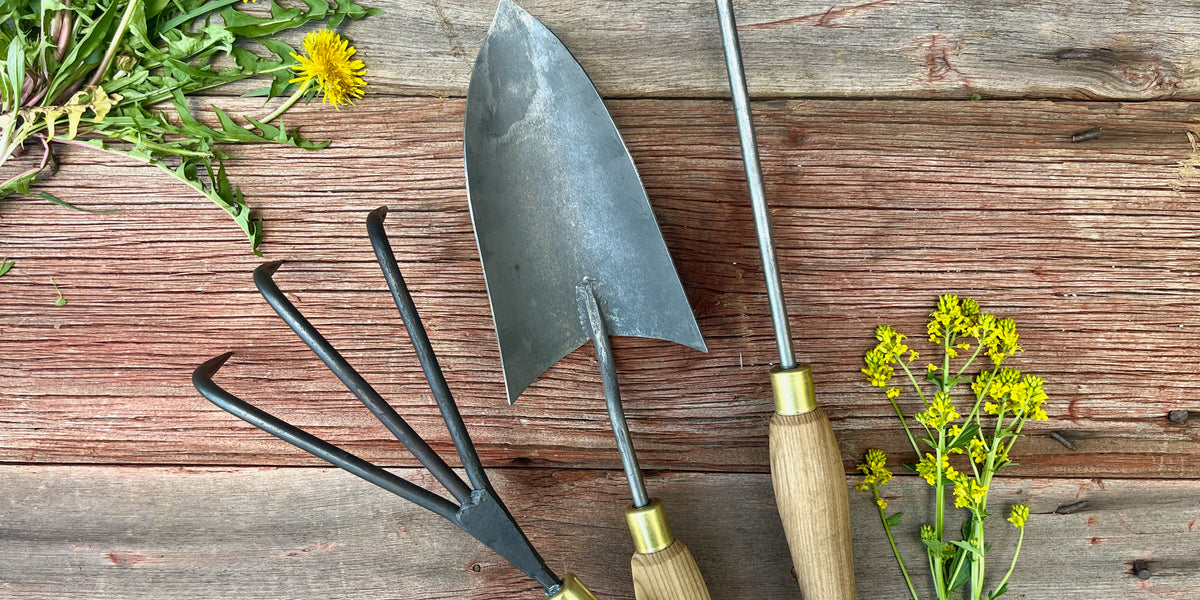 handmade garden trowel Long-Handled Garden Tool Set– Wicks Forge