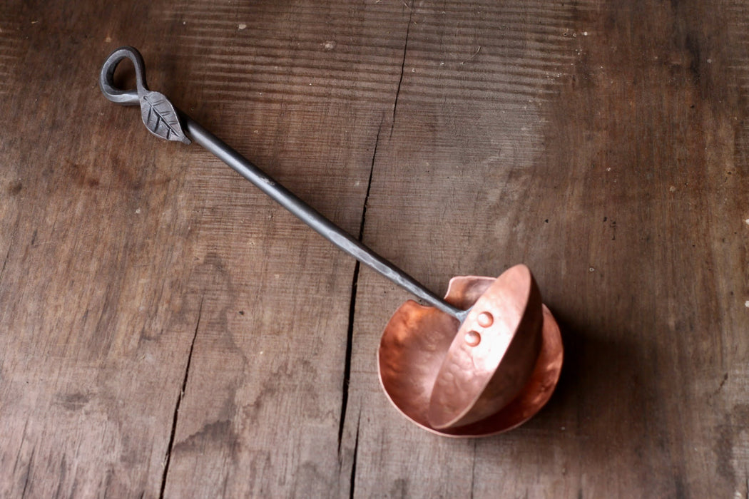 Copper and Steel Ladle - Leaf Handle