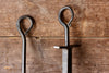 a blacksmith hand forged 34 inch fire poker and fireplace tongs by Wicks Forge