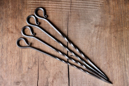 A set of hand forged Skewers by Wicks Forge