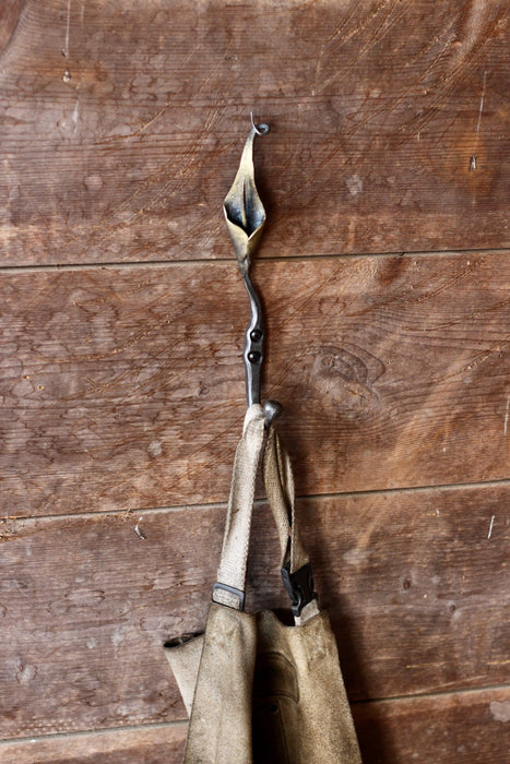 a blacksmith hand forged hook with a Calla Lily Flower detail by Wicks Forge