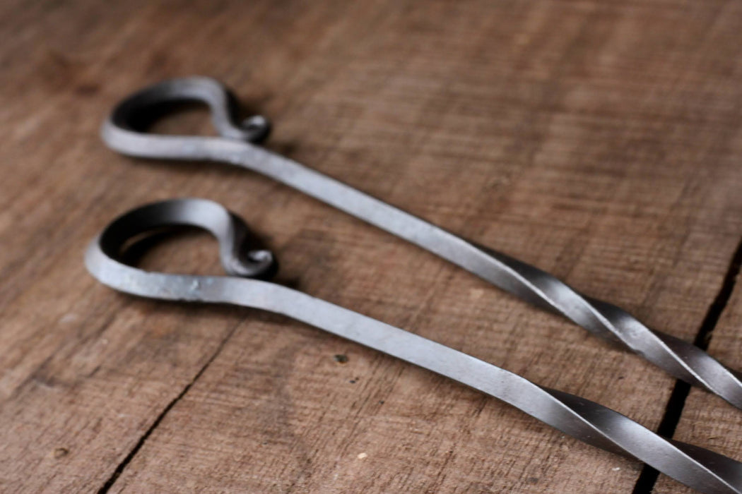 2 skewer handles showing loop design handles by wicks forge 