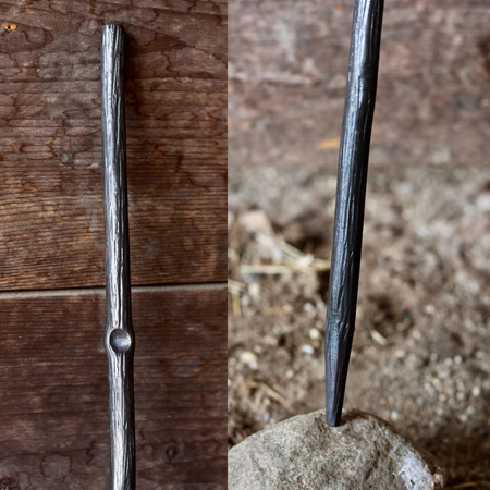 a blacksmith hand forged fire stick style fire poker by Wicks Forge