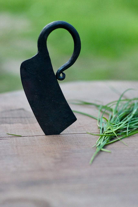 a blacksmith hand forged herb chopper by Wicks Forge