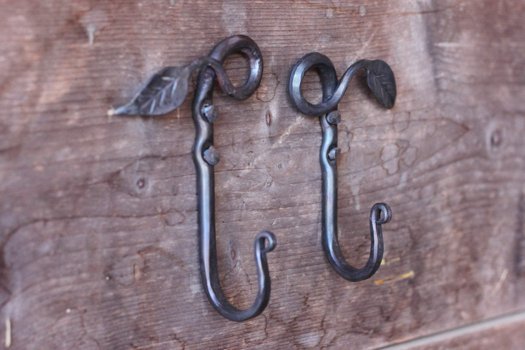 a blacksmith hand forged leaf hook by Wicks Forge