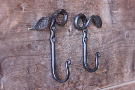 a blacksmith hand forged leaf hook by Wicks Forge