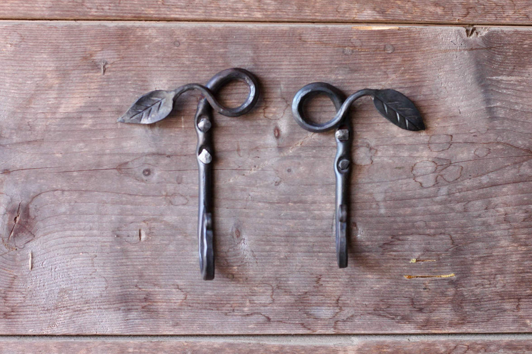 a blacksmith hand forged leaf hook by Wicks Forge