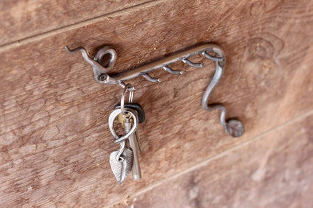 a blacksmith hand forged leafy key rack by Wicks Forge