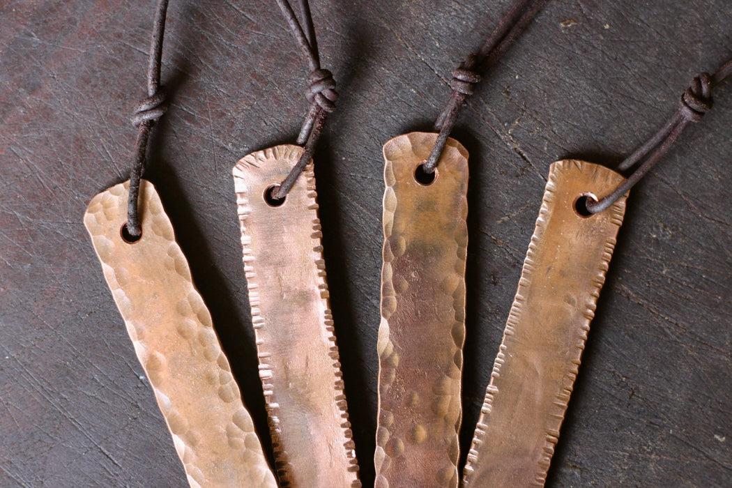 blacksmith hand forged personalized copper bookmarks by Wicks Forge